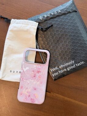 Burga iPhone 17 Pro Max phone case, MagSafe “Golden Coral” marble